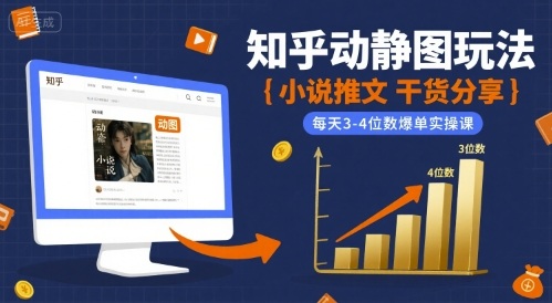 小说推文干货分享之知乎动静图玩法，每天3-4位数爆单实操课-赛德副业库