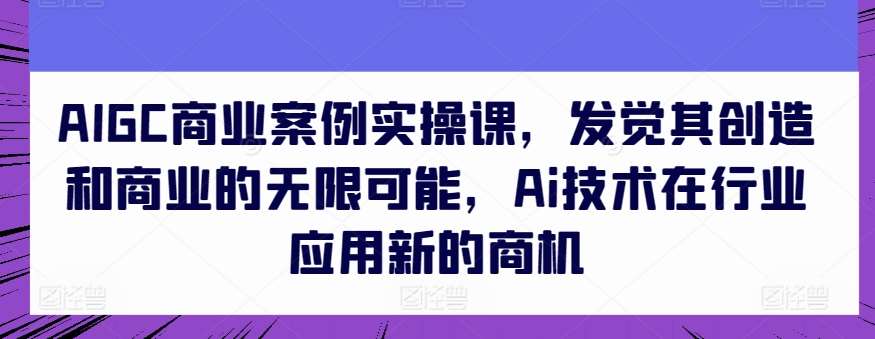 AIGC商业案例实操课，发觉其创造和商业的无限可能，Ai技术在行业应用新的商机-赛德副业库