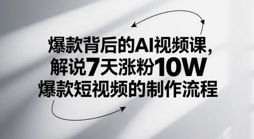 爆款背后的AI视频课，解说7天涨粉10W爆款短视频的制作流程-赛德副业库