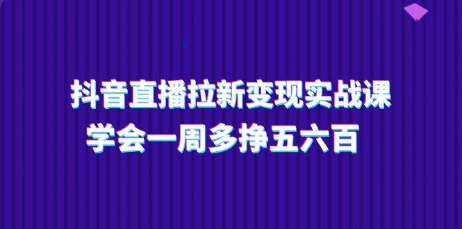 抖音直播拉新变现实操课，学会一周多挣五六百（15节课）-赛德副业库