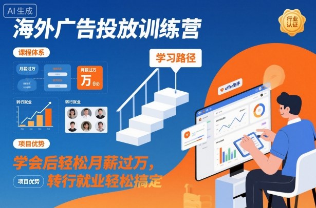 海外广告投放训练营，学会后轻松月薪过万，转行就业轻松搞定-赛德副业库