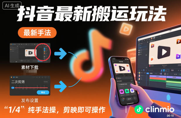 抖音最新搬运玩法,纯手法操作,剪映即可操作-赛德副业库
