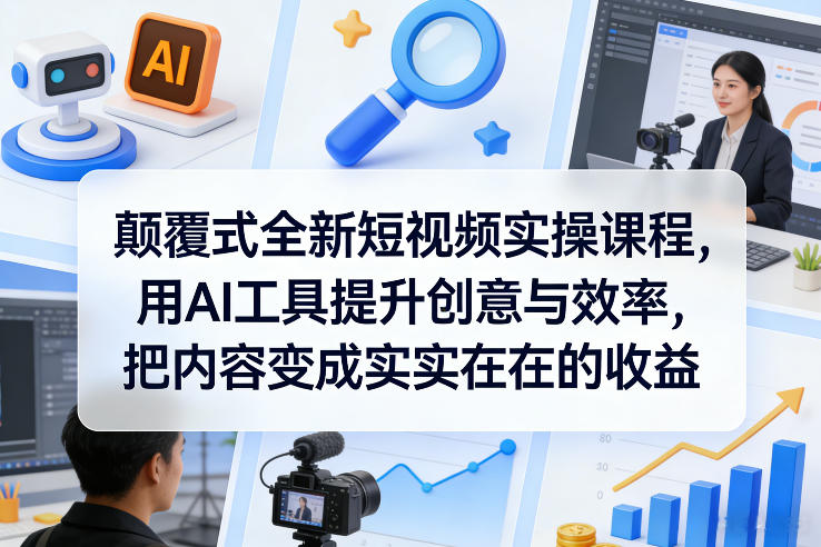 颠覆式全新短视频实操课程，用AI工具提升创意与效率，把内容变成实实在在的收益-赛德副业库