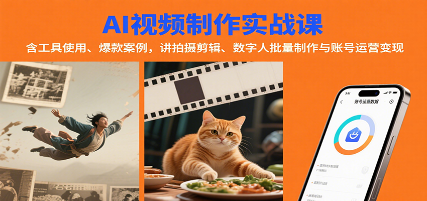 AI视频制作实战:含工具使用、爆款案例,讲拍摄剪辑、数字人批量制作与账号运营变现-赛德副业库
