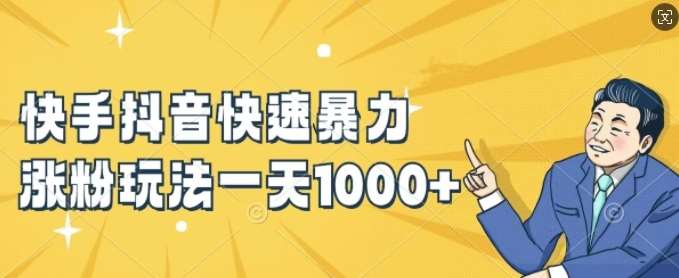 快手抖音快速暴力涨粉玩法，新手小白也能学会，一天1k+【揭秘】-赛德副业库