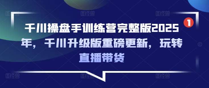 千川操盘手训练营完整版2025年,千川升级版重磅更新,玩转直播带货-赛德副业库