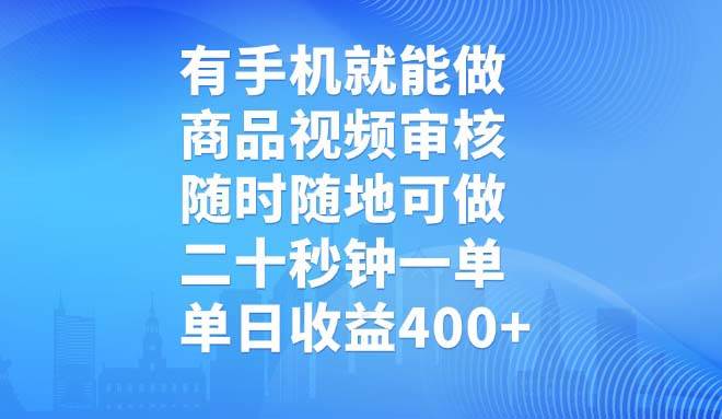 （14446期）有手机就能做，商品视频审核，随时随地可做，二十秒钟一单，单日收益400+-赛德副业库