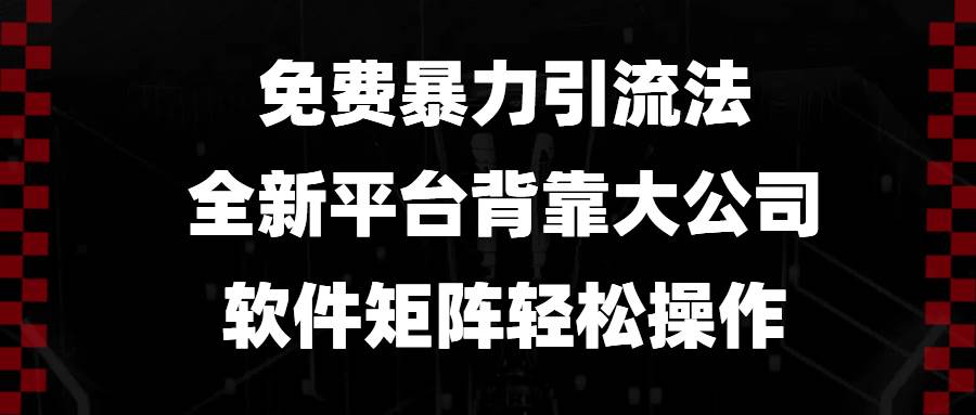 （13745期）免费暴力引流法，全新平台，背靠大公司，软件矩阵轻松操作-赛德副业库