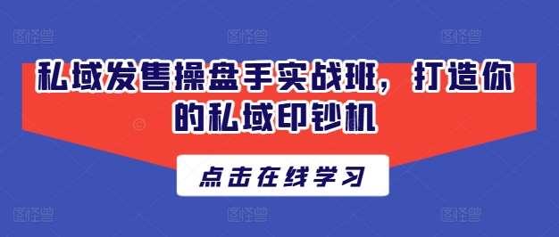 私域发售操盘手实战班，打造你的私域印钞机-赛德副业库