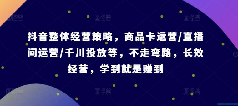 抖音整体经营策略，商品卡运营/直播间运营/千川投放等，不走弯路，学到就是赚到【录音】-赛德副业库
