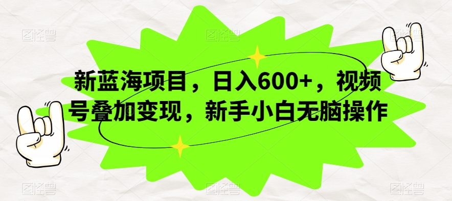 新蓝海项目，日入600+，视频号叠加变现，新手小白无脑操作【揭秘】-赛德副业库