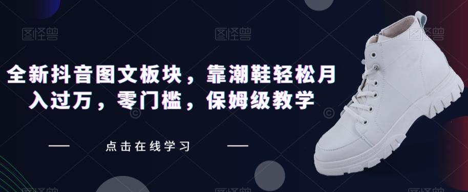 全新抖音图文板块，靠潮鞋轻松月入过万，零门槛，保姆级教学【揭秘】-赛德副业库