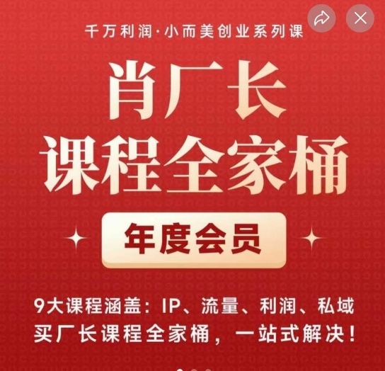 肖厂长课程全家桶,9大课程涵盖:IP、流量、利润、私域、买厂长课程全家桶,一站式解决!-赛德副业库