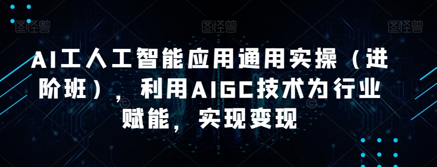 AI工人工智能应用通用实操（进阶班），利用AIGC技术为行业赋能，实现变现-赛德副业库