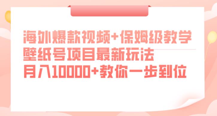 海外爆款视频+保姆级教学，壁纸号项目最新玩法，月入10000+教你一步到位【揭秘】-赛德副业库