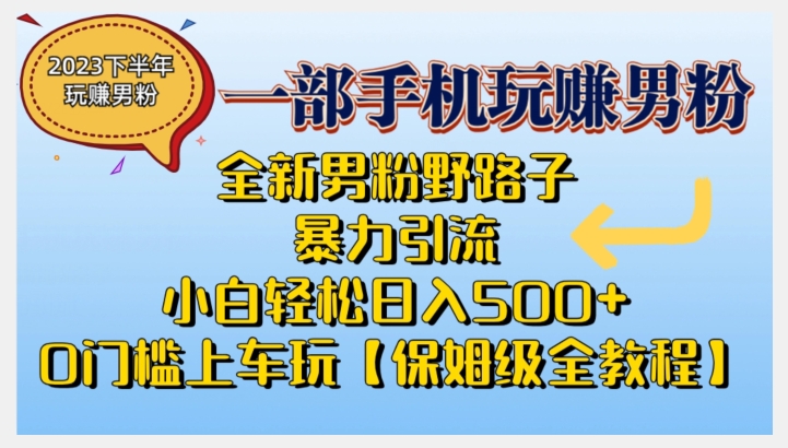 2023全新男粉野路子暴力引流，小白轻松日入500+，全新野路子玩法，0门槛上车玩【保姆级全教程】-赛德副业库