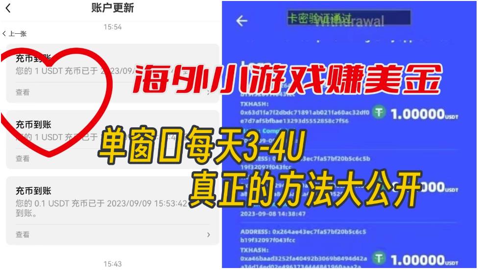海外小游戏美金项目真正可以达到3-4U单窗口的方法，单台电脑收入300+【揭秘】-赛德副业库
