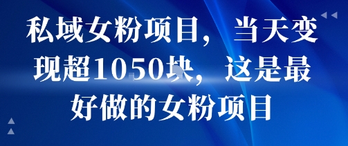 私域女粉项目,当天变现超1k,这是最好做的女粉项目,可放大操作-赛德副业库