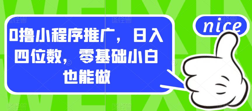 0撸小程序推广，日入四位数，零基础小白也能做【揭秘】-赛德副业库