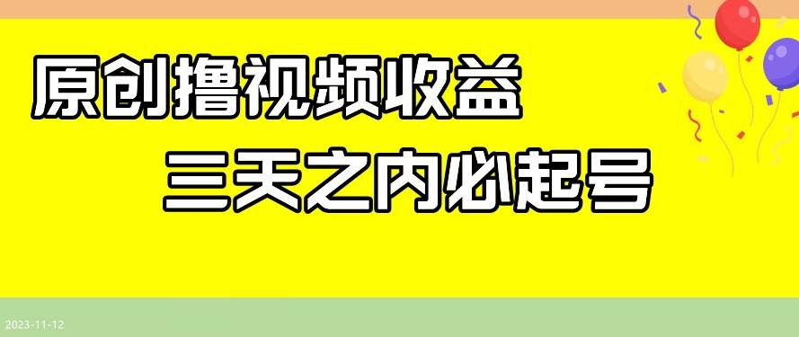最新撸视频收益，三天之内必起号，一天保底100+【揭秘】-赛德副业库