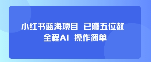 小红书蓝海项目,全程AI,操作简单,已挣五位数-赛德副业库
