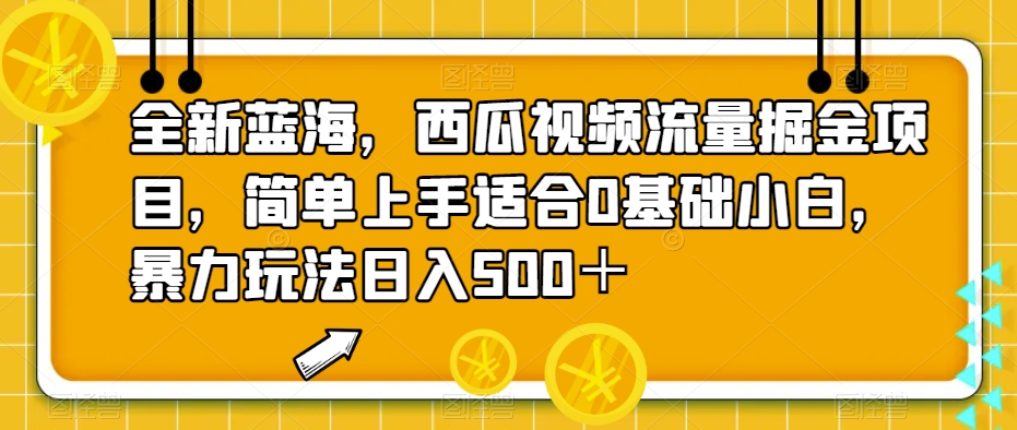 全新蓝海,西瓜视频流量掘金项目,简单上手适合0基础小白,暴力玩法日入500+【揭秘】-赛德副业库