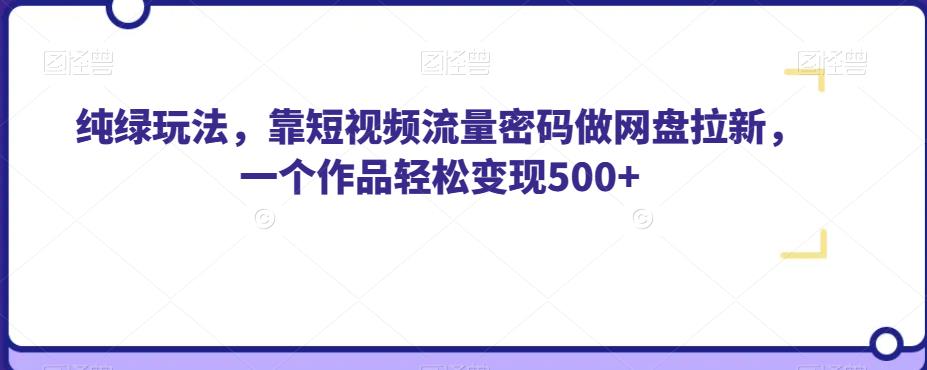 纯绿玩法，靠短视频流量密码做网盘拉新，一个作品轻松变现500+【揭秘】-赛德副业库