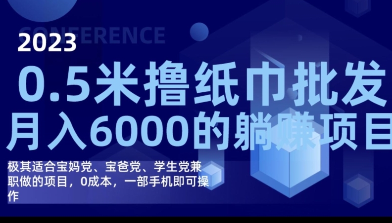 2023最新0.5米撸纸巾批发，月入6000的躺赚项目，0成本，一部手机即可操作-赛德副业库