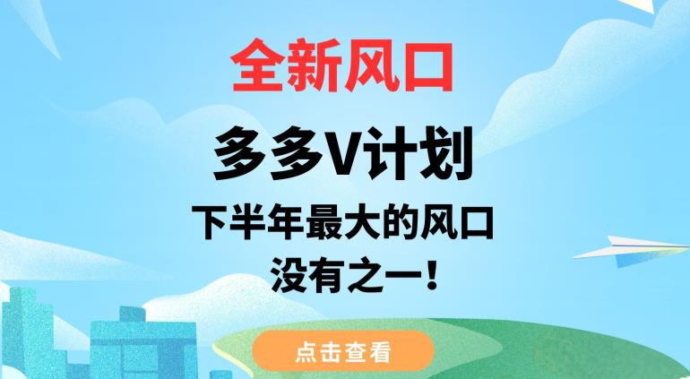 全新风口，多多V计划，下半年最大的风口项目，没有之一【揭秘】-赛德副业库