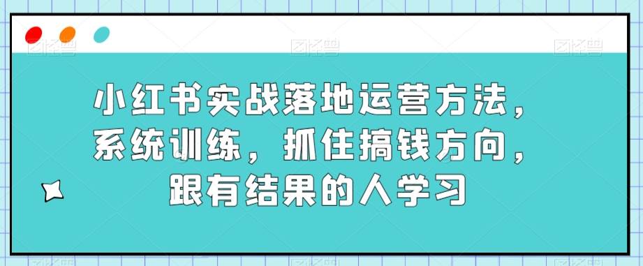 小红书实战落地运营方法，系统训练，抓住搞钱方向，跟有结果的人学习-赛德副业库