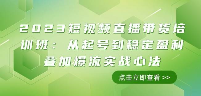 2023短视频直播带货培训班：从起号到稳定盈利叠加爆流实战心法（11节课）-赛德副业库