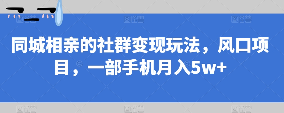 同城相亲的社群变现玩法，风口项目，一部手机月入5w+【揭秘】-赛德副业库