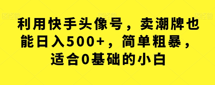 利用快手头像号，卖潮牌也能日入500+，简单粗暴，适合0基础的小白【揭秘】-赛德副业库