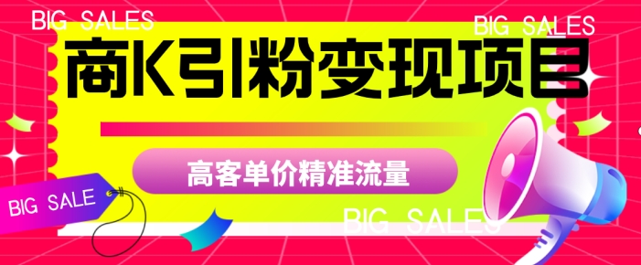 商K引粉变现项目，高客单价精准流量【揭秘】-赛德副业库
