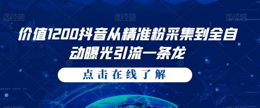 价值1200抖音从精准粉采集到全自动曝光引流一条龙【揭秘】-赛德副业库