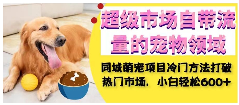 超级市场自带流量的宠物领域，同城萌宠项目冷门方法打破热门市场，小白轻松600+-赛德副业库
