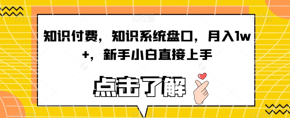 知识付费，知识系统盘口，月入1w+，新手小白直接上手-赛德副业库