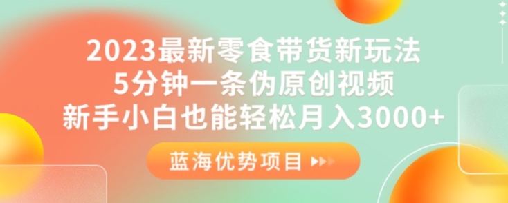 2023最新零食带货新玩法，5分钟一条伪原创视频，新手小白也能轻松月入3000+【揭秘】-赛德副业库