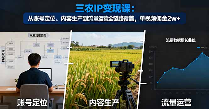 （16229期）三农IP变现课：从账号定位、内容生产到流量运营全链路覆盖，单视频佣金2w+-赛德副业库