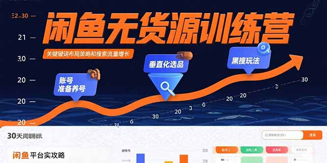 （15698期）闲鱼无货源训练营：账号准备养号/垂直化选品/黑搜玩法，0基础30天盈利指南-赛德副业库