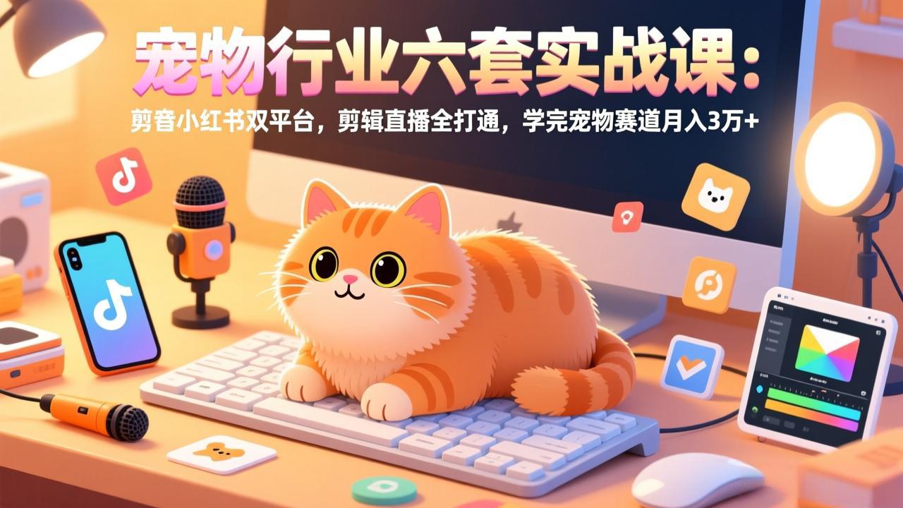 (17411期)宠物行业六套实战课:抖音小红书双平台,剪辑直播全打通,学完宠物赛道月入3万+-赛德副业库