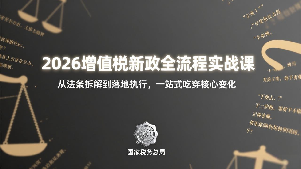 (17529期)2026增值税新政全流程实战课:从法条拆解到落地执行,一站式吃透核心变化-赛德副业库