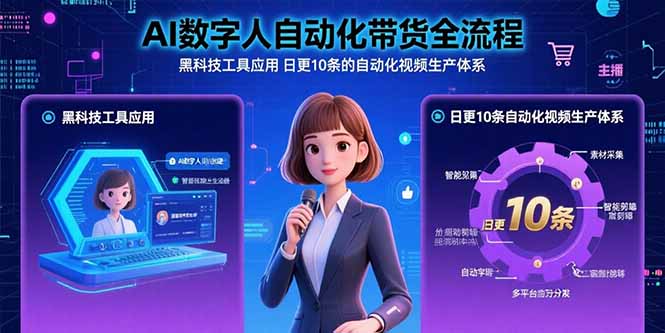 （15699期）AI数字人自动化带货全流程：黑科技工具应用 日更10条的自动化视频生产体系-赛德副业库