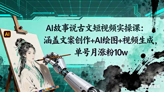 （16369期）AI故事说古文短视频实操课：涵盖文案创作+AI绘图+视频生成，单号月涨粉10w-赛德副业库