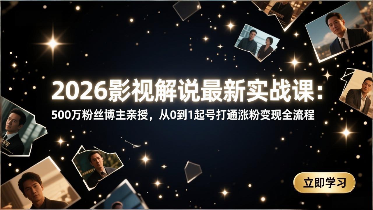 (17530期)2026影视解说最新实战课:500万粉丝博主亲授,从0到1起号打通涨粉变现全流程-赛德副业库