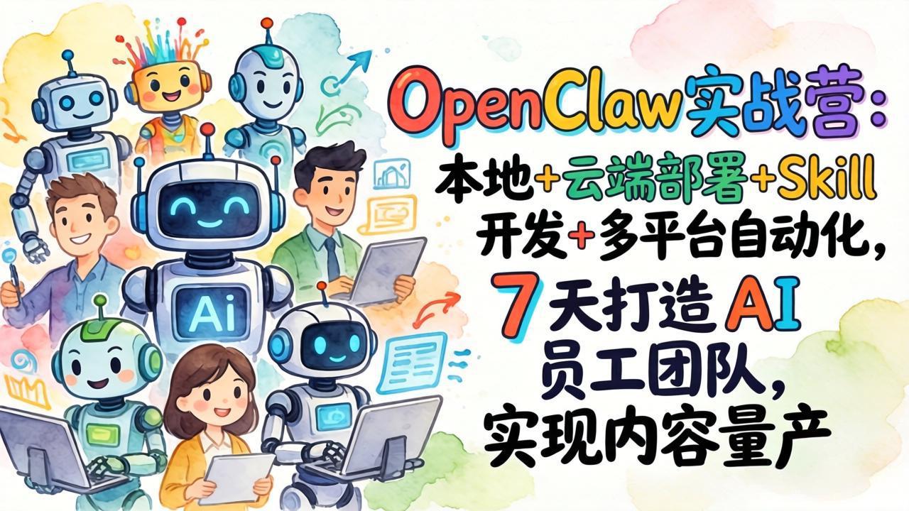 (17626期)OpenClaw实战营:本地+云端部署+Skill开发+多平台自动化,7 天打造 AI 员工团队,实现内容量产-赛德副业库