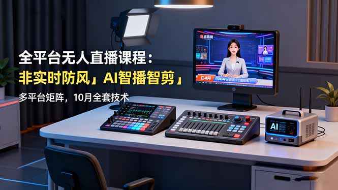 （16414期）全平台无人直播课程：非实时防风＋AI智播智剪＋多平台矩阵，10月全套技术-赛德副业库