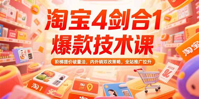 (15415期)淘宝4剑合1爆款技术课73期:阶梯提价破量法,内外销双改策略 全站推广拉升-赛德副业库