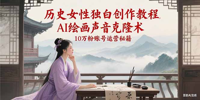 (15186期)历史女性独白创作教程,AI绘画声音克隆术,10万粉账号运营秘籍-赛德副业库
