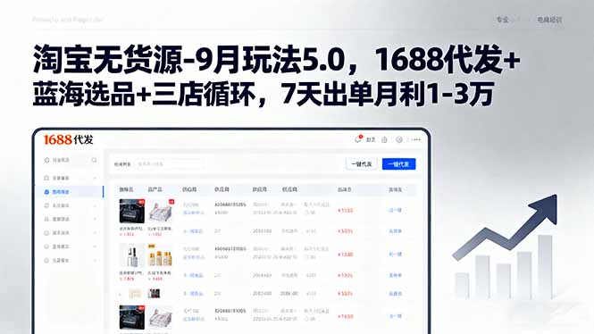 （15972期）淘宝无货源-9月玩法5.0，1688代发+蓝海选品+三店循环，7天出单月利1-3万-赛德副业库